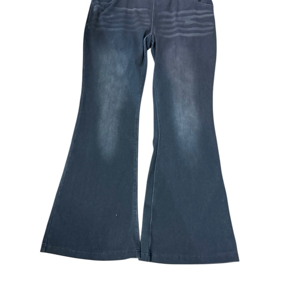 Blue Rose Women's Pull On Flared Blue Jeans Black Wash Large
